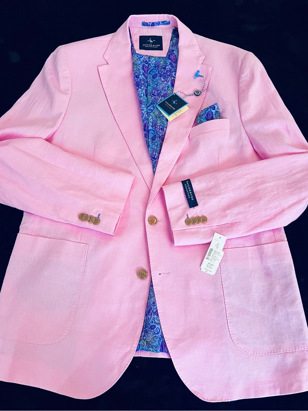 Linen blend TailorByrd Pink Blazer for Men - Picture 2 of 13